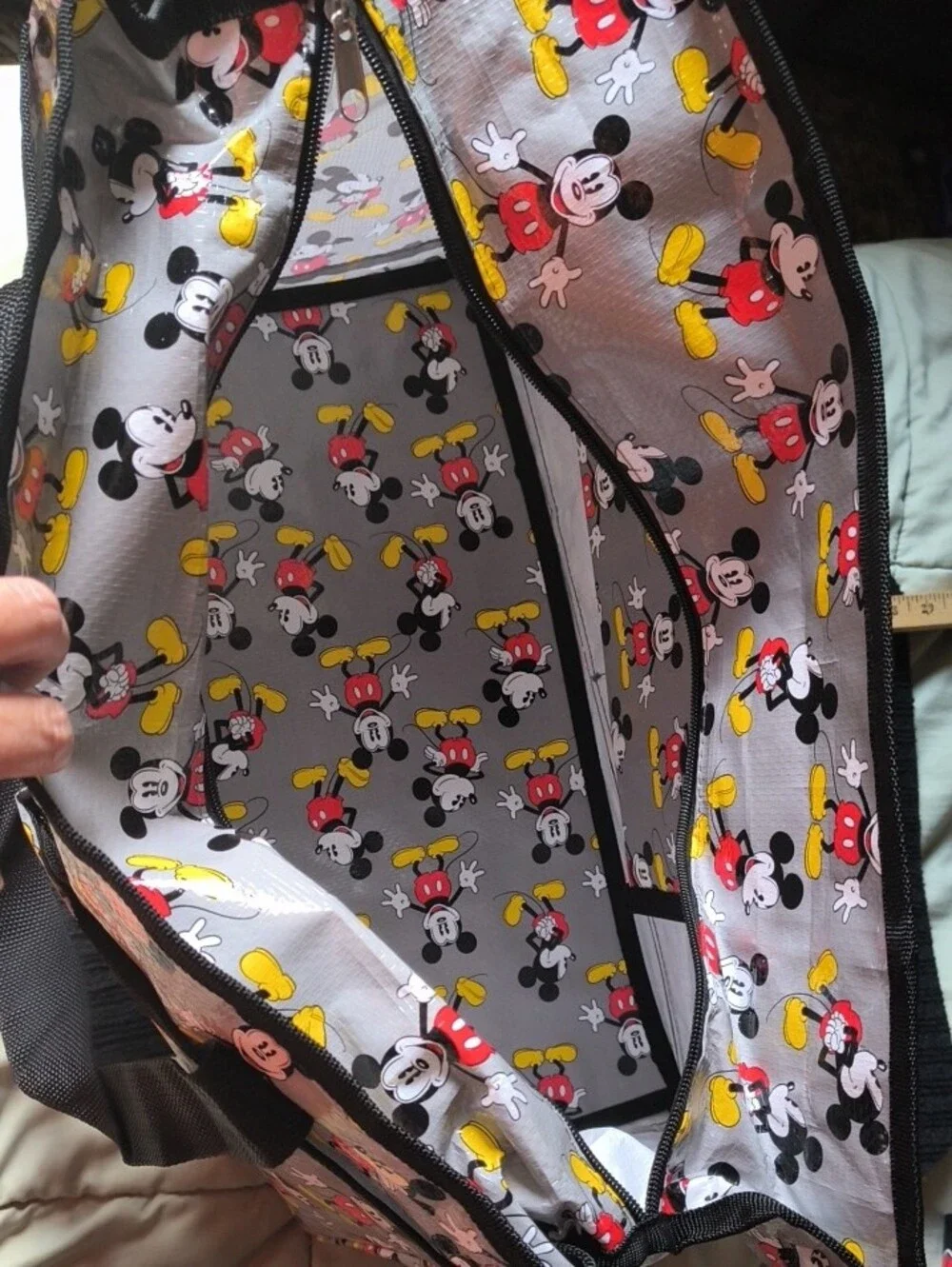 Disney Mickey Mouse Gray Tote Bag with Black Handles